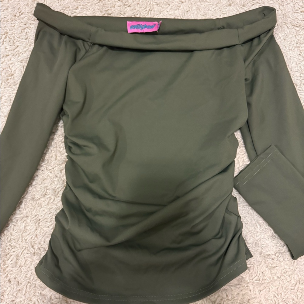 Edikted Olive Green Off-Shoulder Top